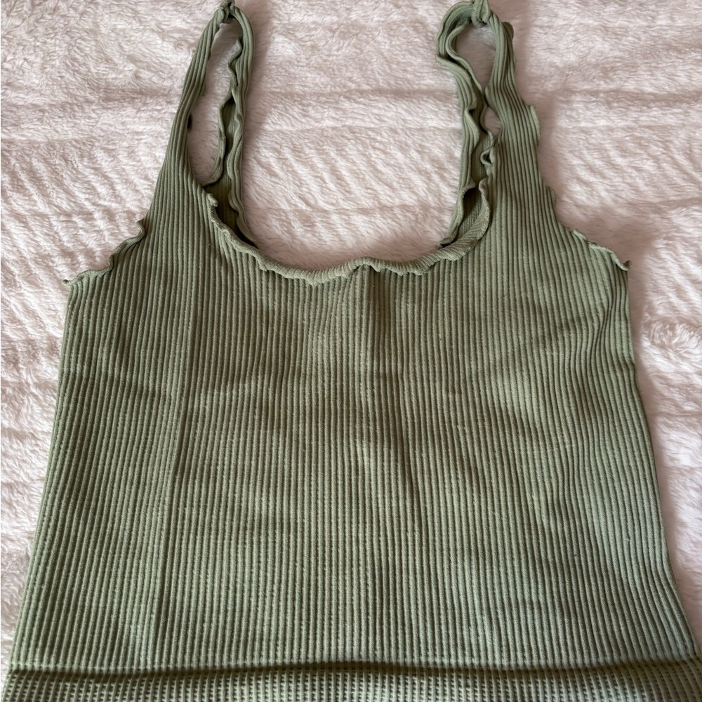 Ribbed Green Women's Crop Top